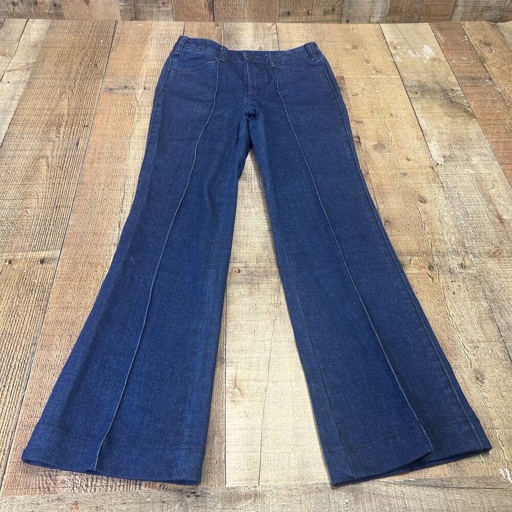 Tory Burch Flare Leg Med Wash Middle Seam Hemmed Denim Jean Womens Size 25 X 28